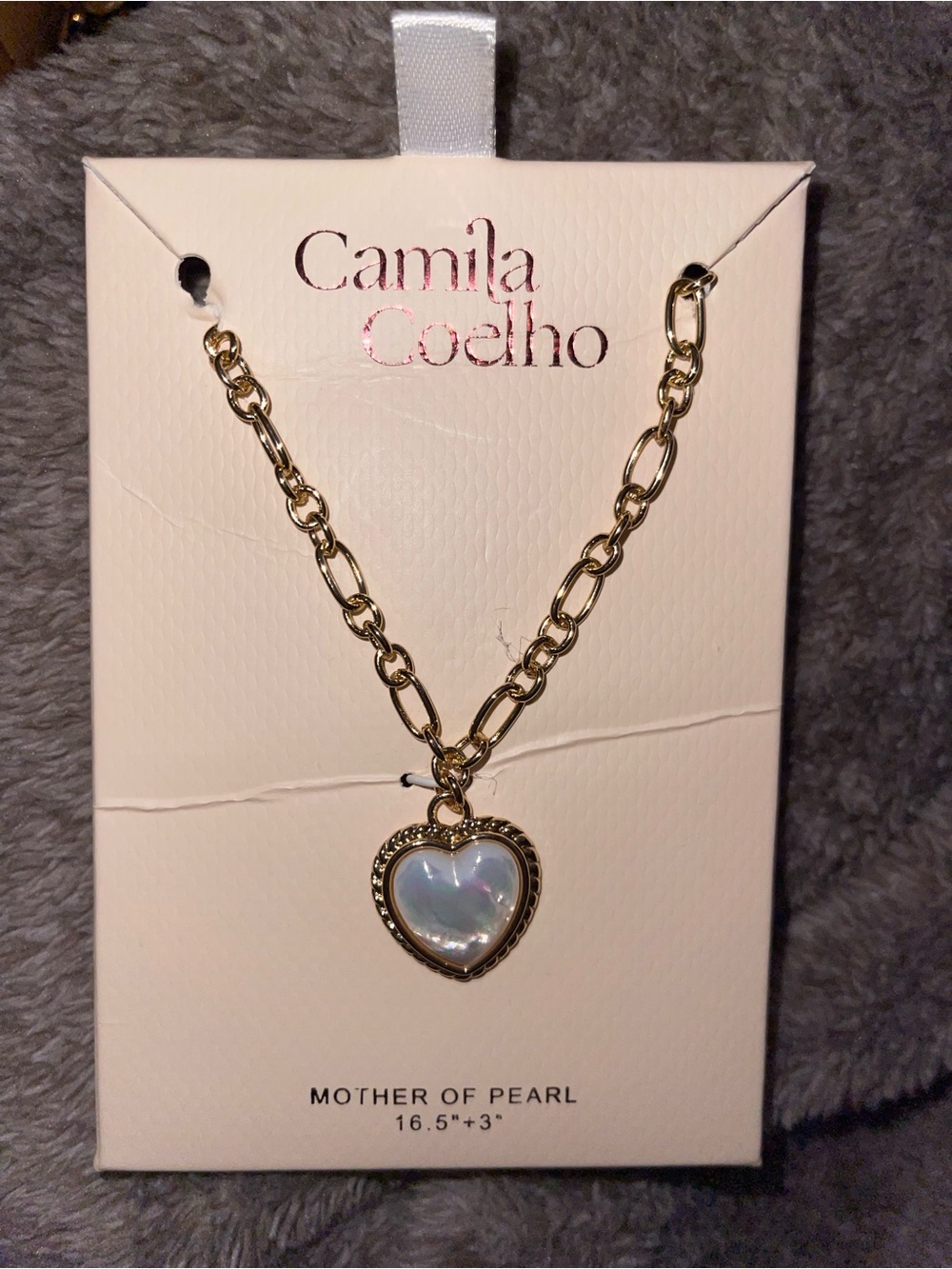 Camila Coelho Gold Heart Pendant Necklace with Mother of Pearl